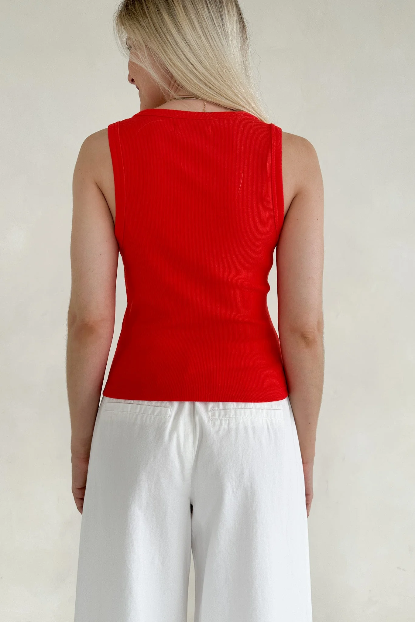 Lana Ribbed Tank Top in Red Hot - Image 5