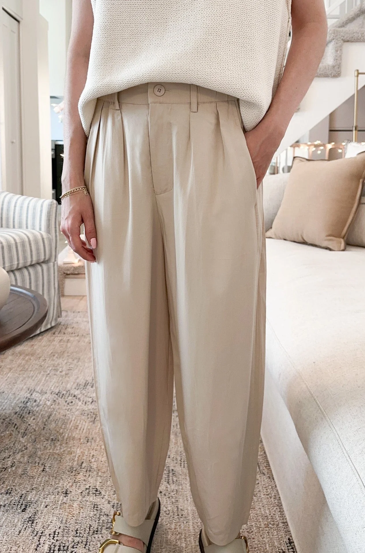 Laney Tencel Tapered Pants in Natural