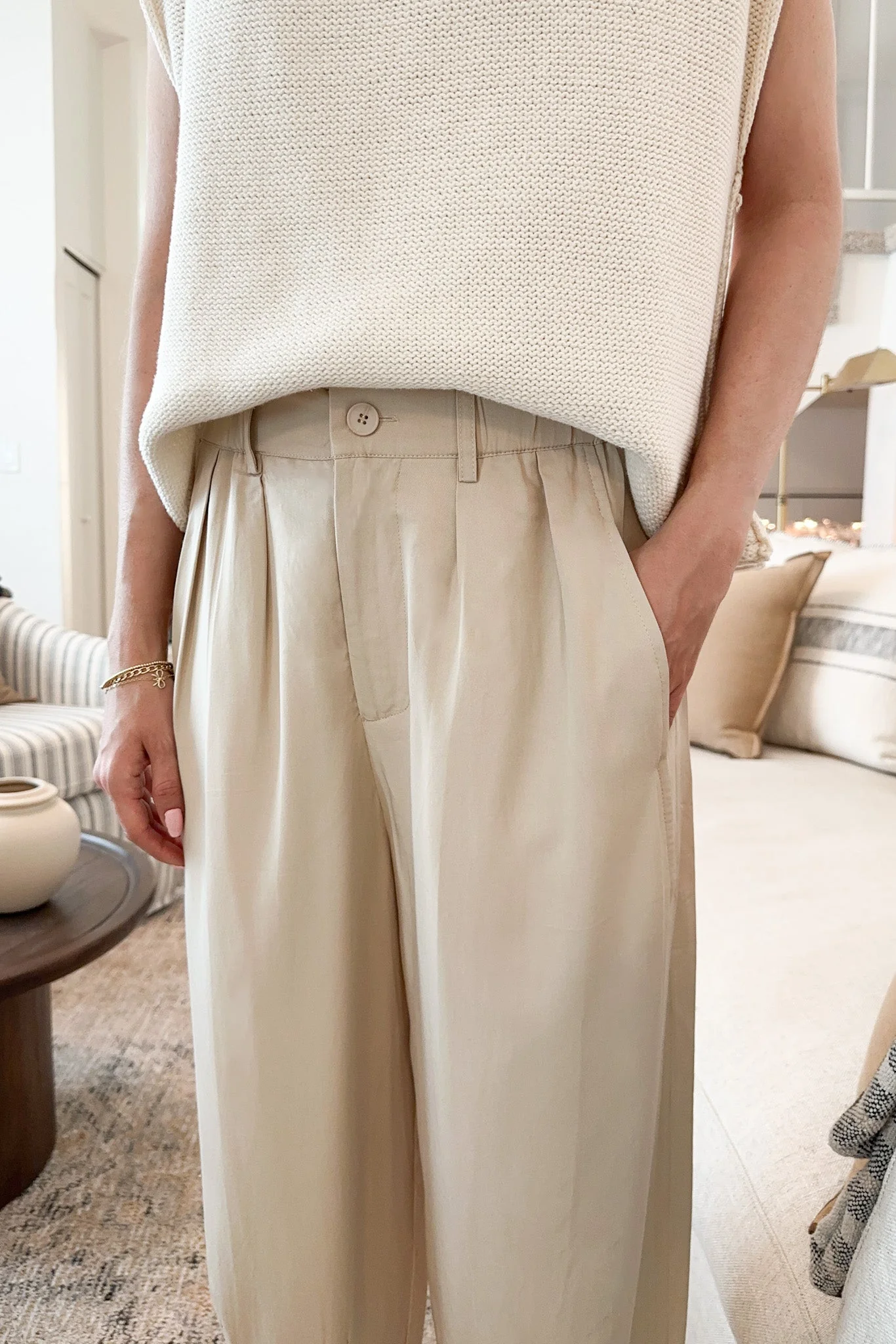 Laney Tencel Tapered Pants in Natural - Image 2