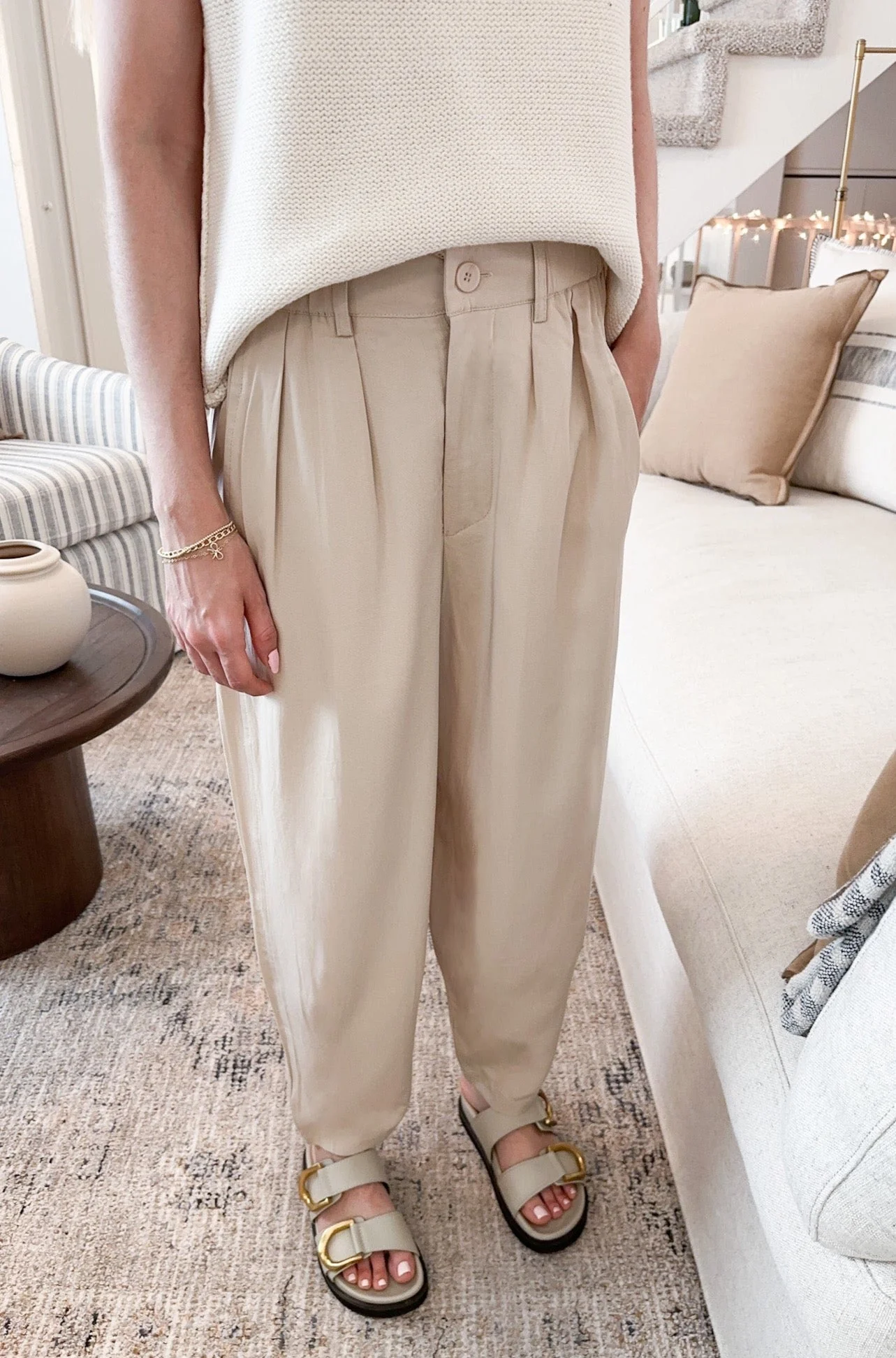 Laney Tencel Tapered Pants in Natural - Image 3