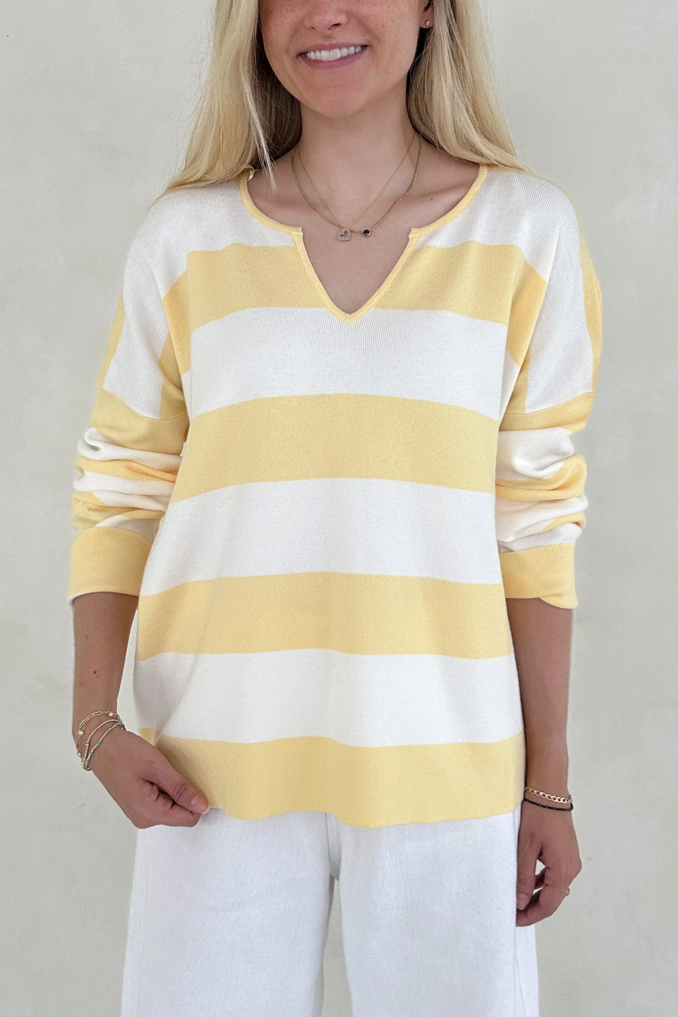 Laurel Split Neck Striped Lightweight Sweater - Image 3