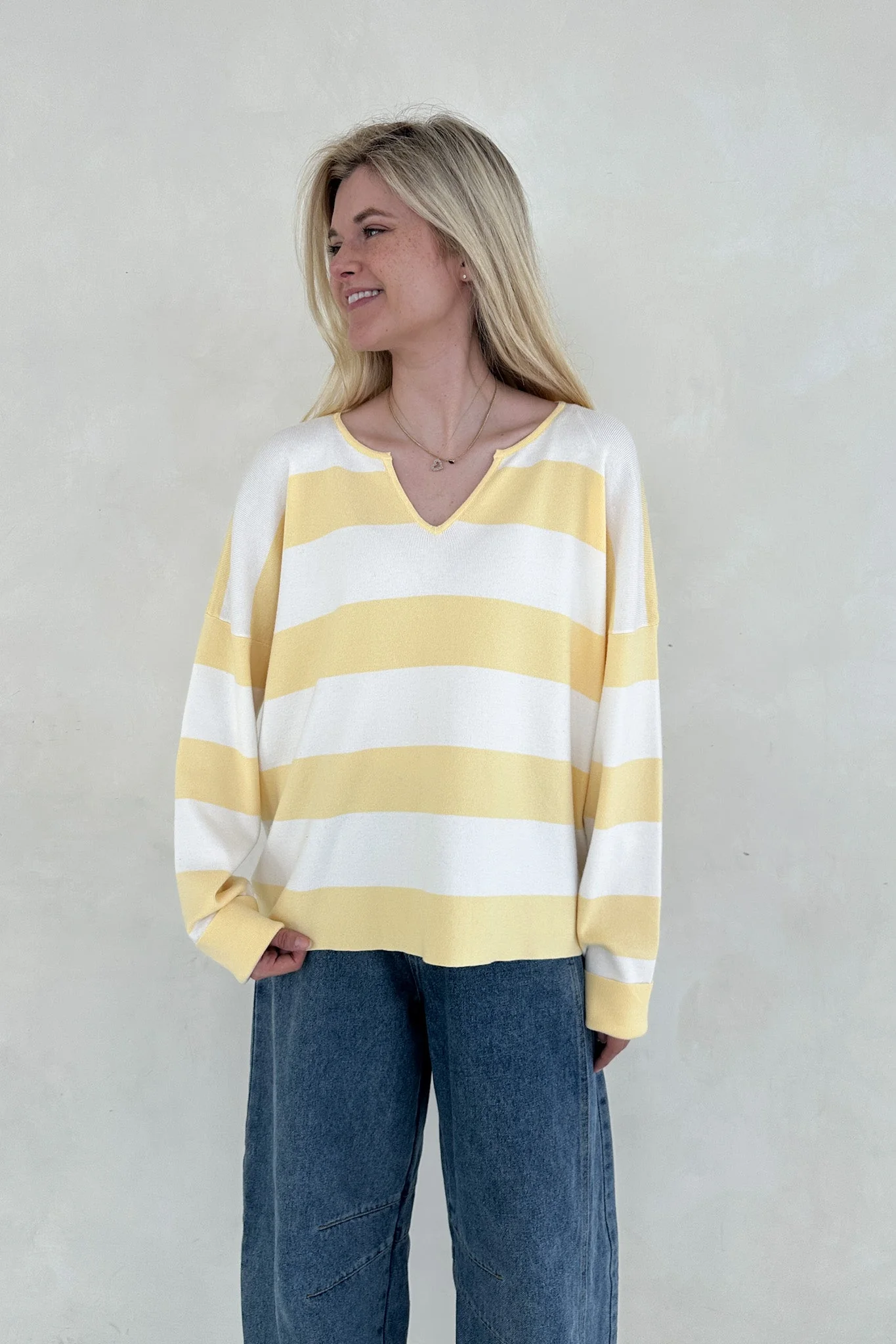 Laurel Split Neck Striped Lightweight Sweater - Image 4
