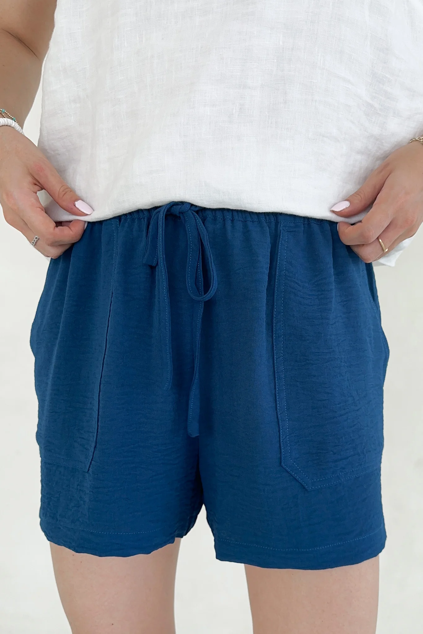 Leighton Navy Crinkle Shorts - Image 3