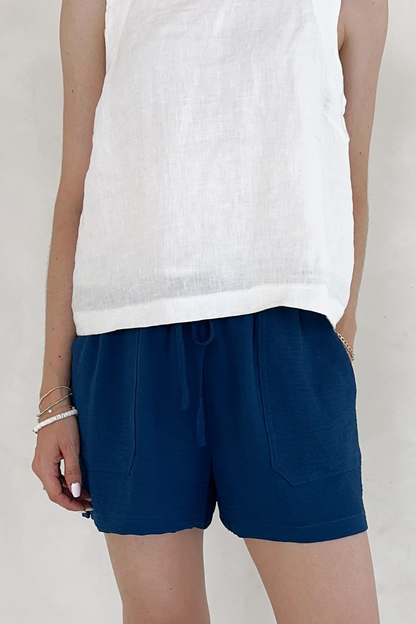 Leighton Navy Crinkle Shorts - Image 4