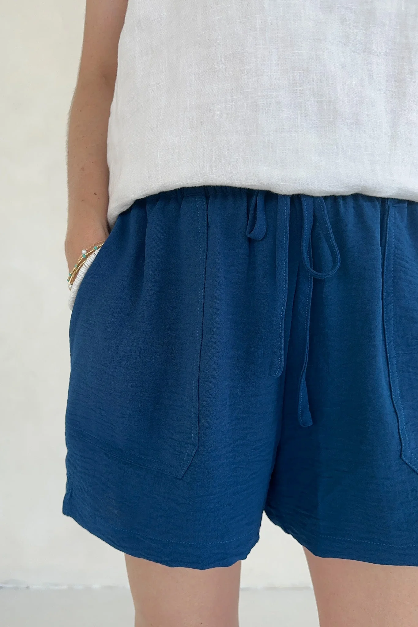 Leighton Navy Crinkle Shorts - Image 7