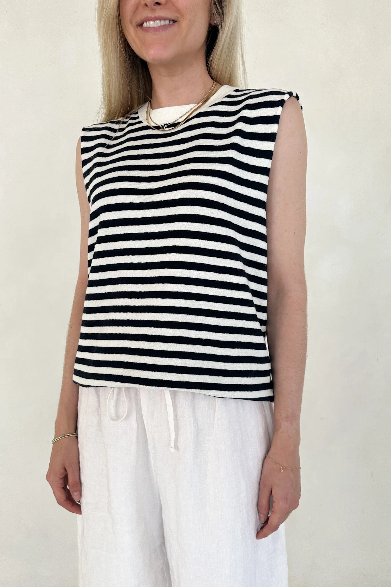 Lenox Black and White Striped Sleeveless Top - Image 5