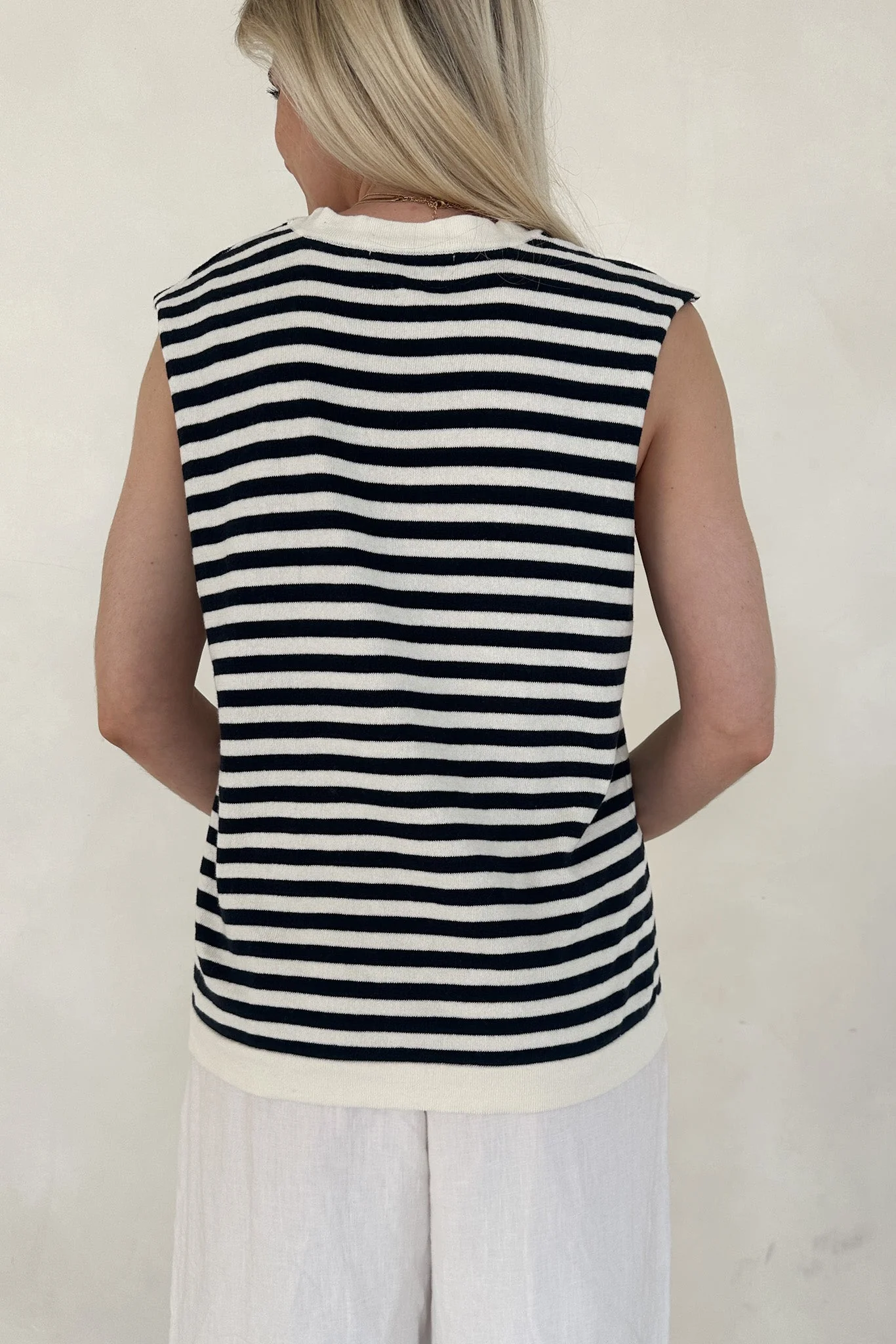 Lenox Black and White Striped Sleeveless Top - Image 7