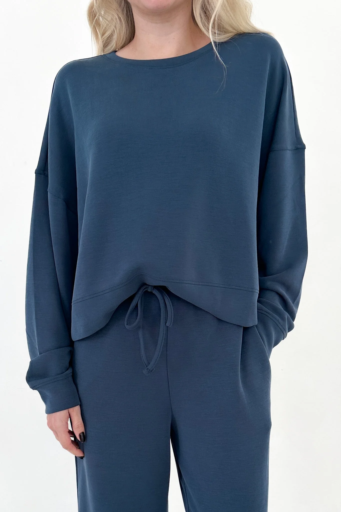 Like Butter Long Sleeve Pullover in Midnight Blue - Image 3