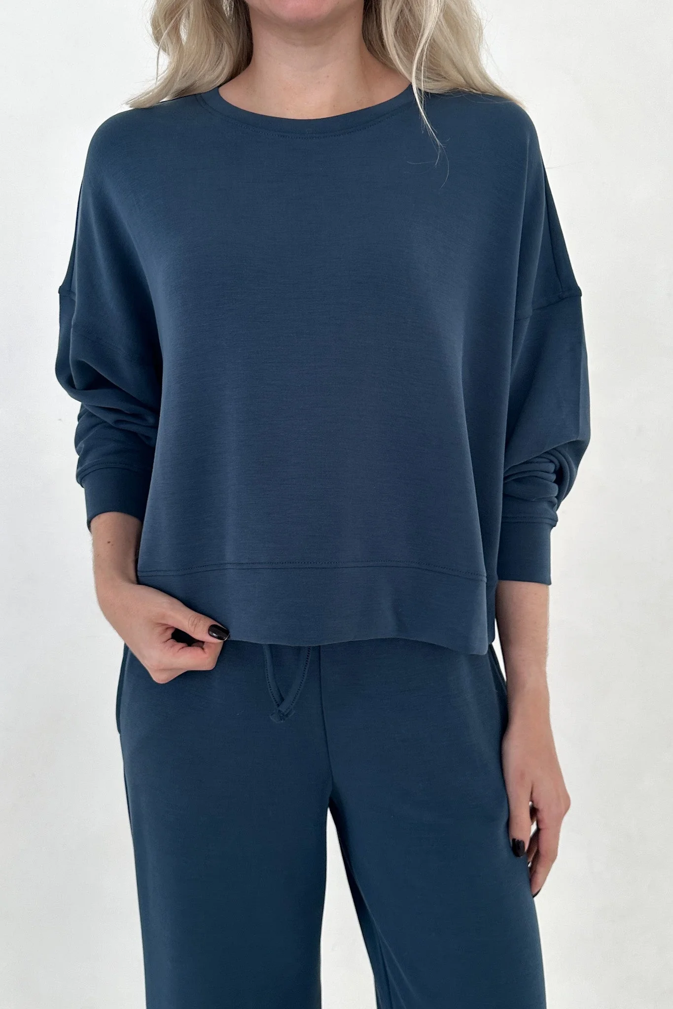 Like Butter Long Sleeve Pullover in Midnight Blue - Image 5
