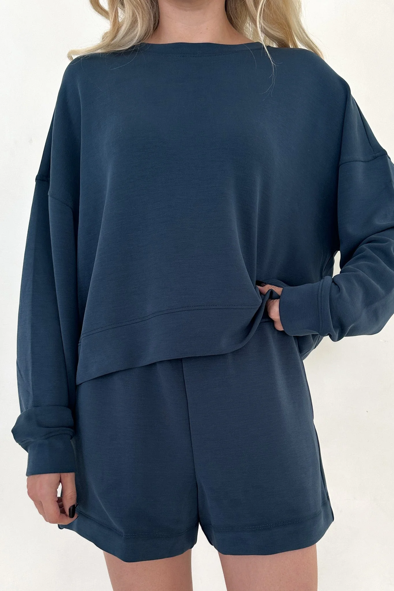Like Butter Long Sleeve Pullover in Midnight Blue - Image 7