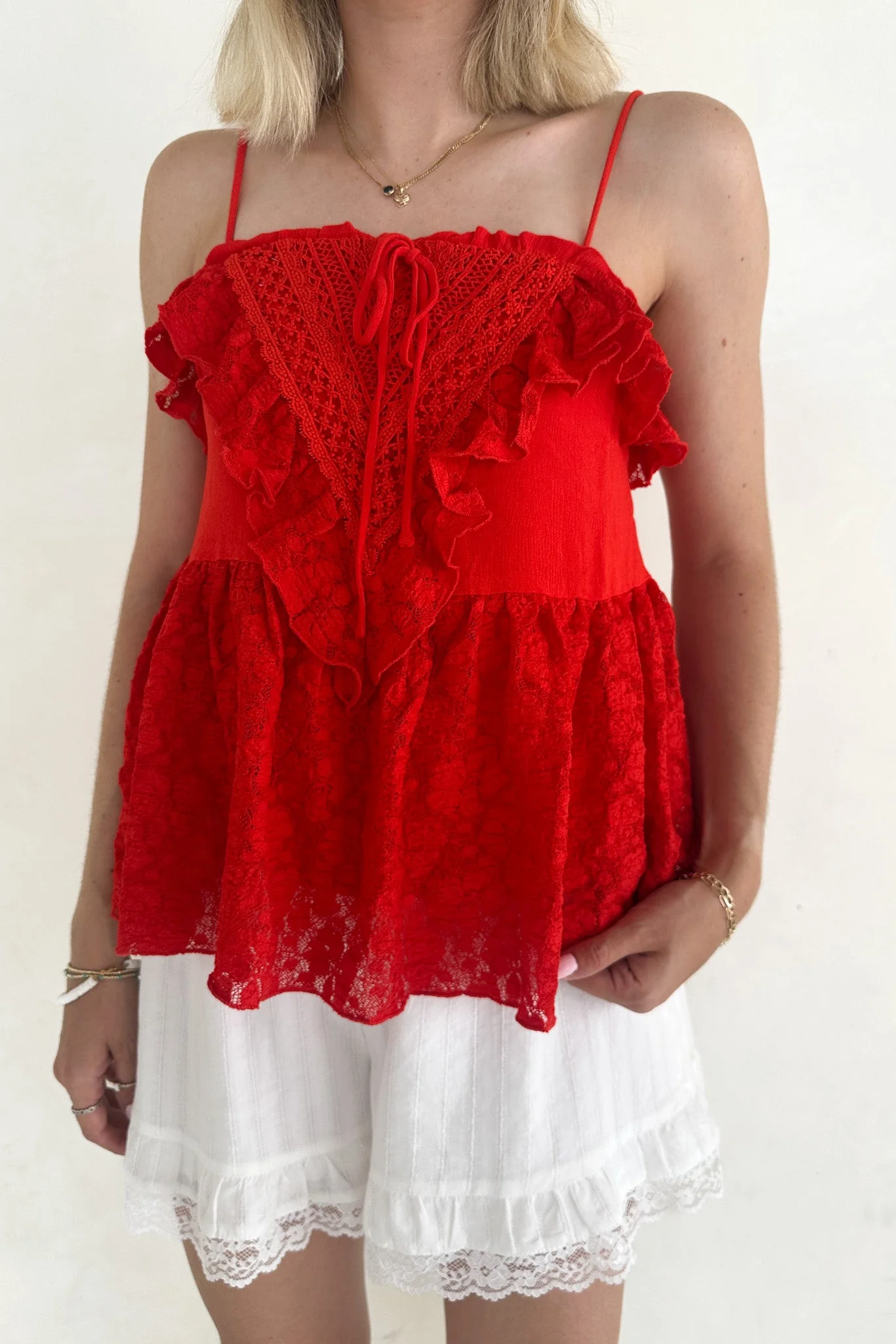 Lola Lace Ruffle Peplum Top