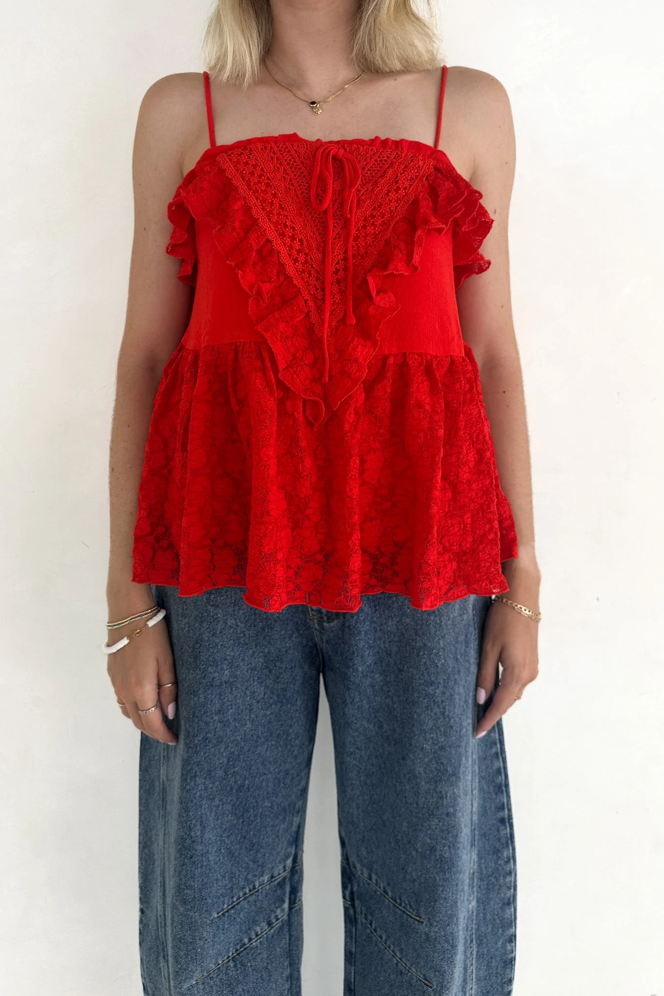 Lola Lace Ruffle Peplum Top - Image 2
