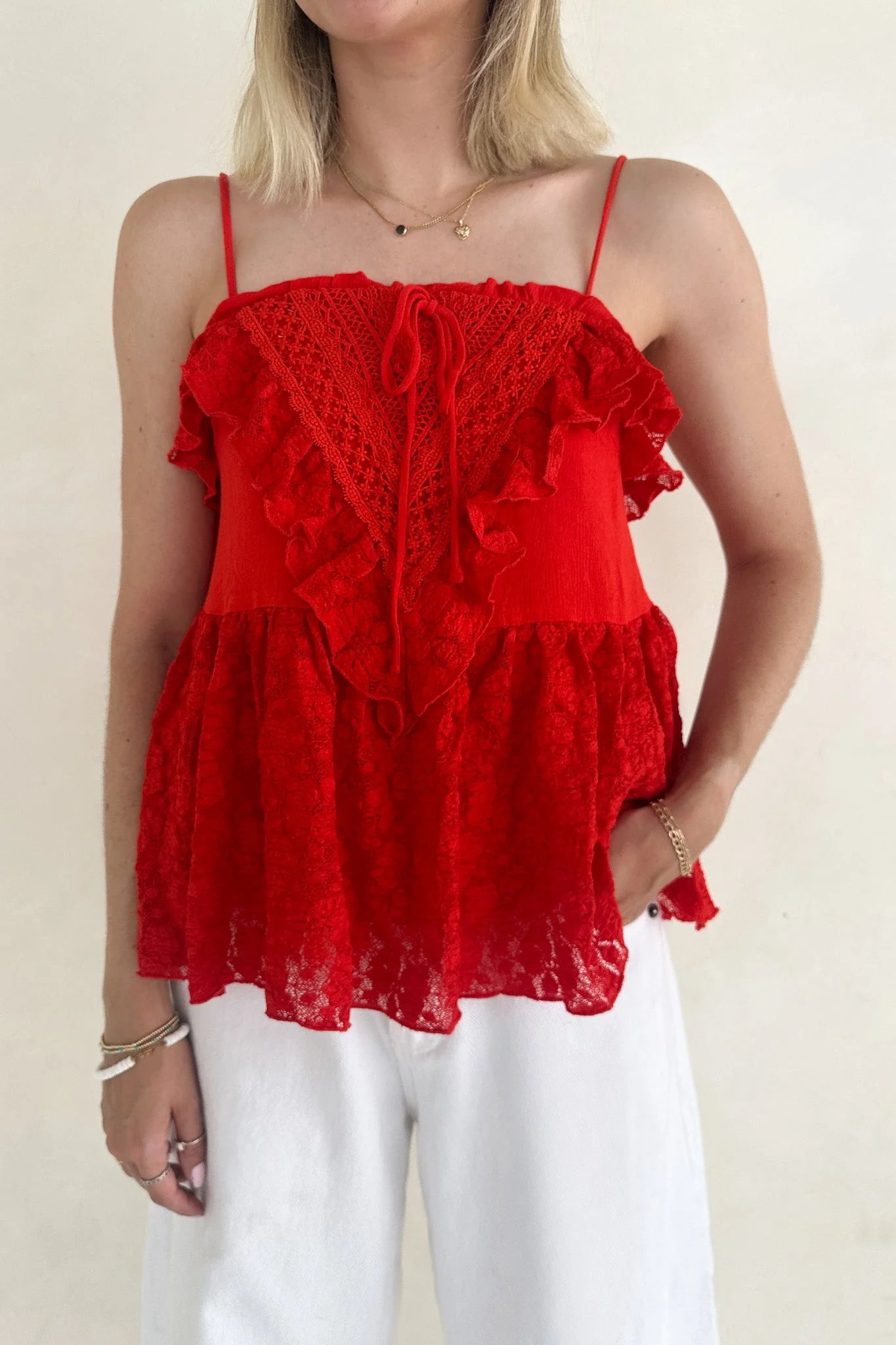 Lola Lace Ruffle Peplum Top - Image 9