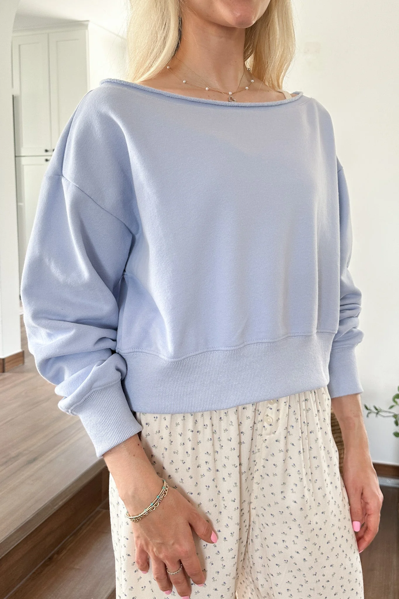 Maddie Pullover Sweatshirt in Baby Blue - Image 3
