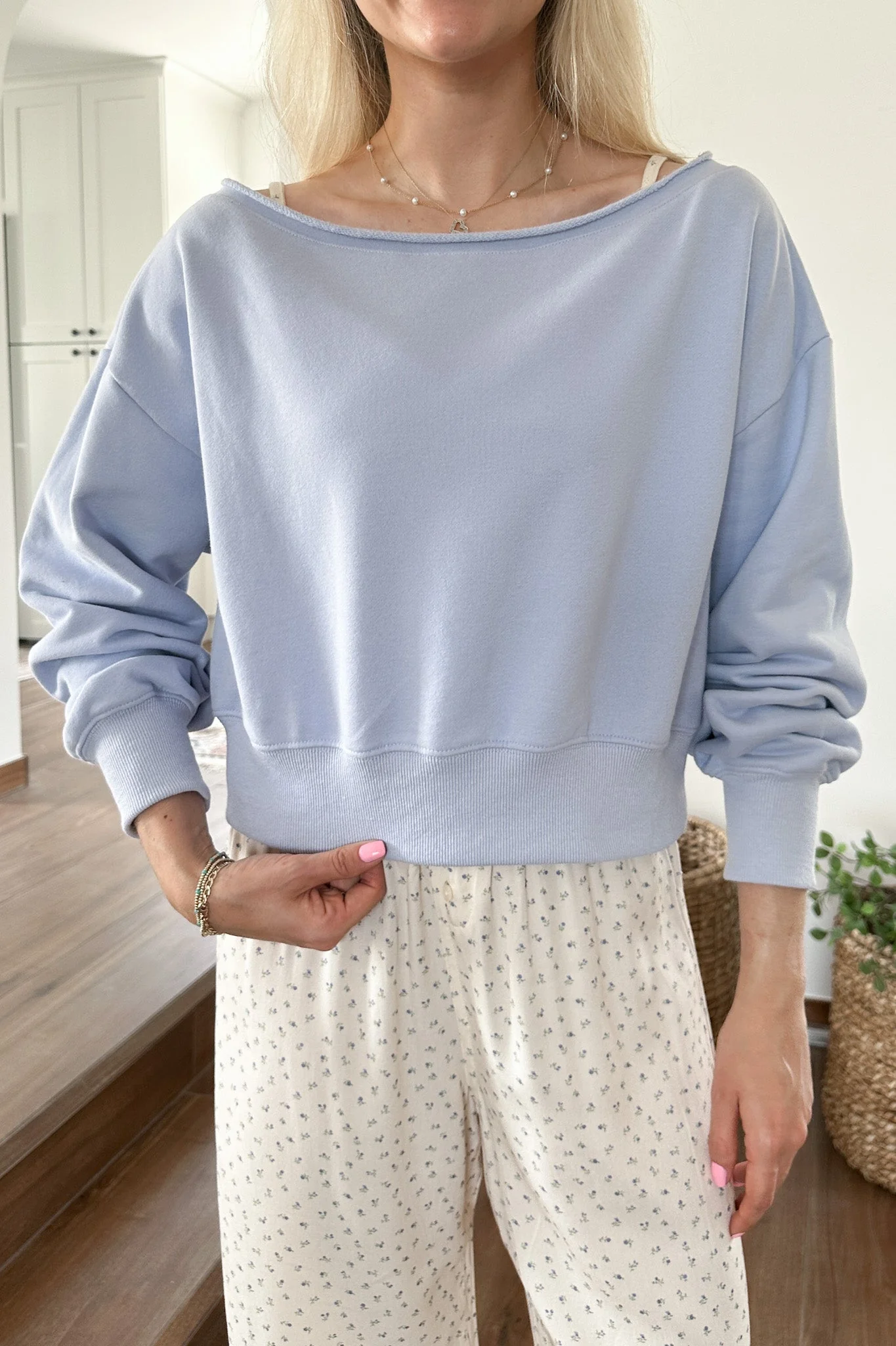 Maddie Pullover Sweatshirt in Baby Blue - Image 4