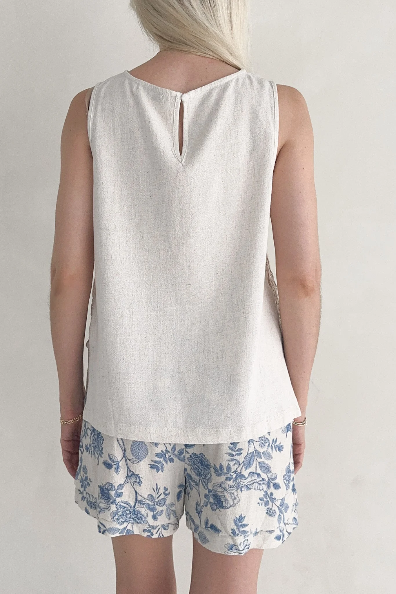 Madison Linen Blend Relaxed Tunic Tank in Natural - Image 5