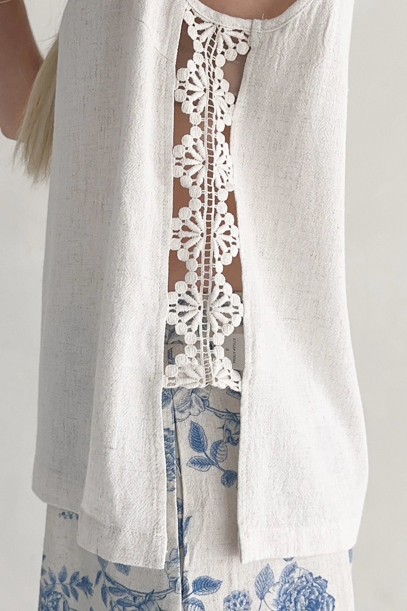 Madison Linen Blend Relaxed Tunic Tank in Natural - Image 6
