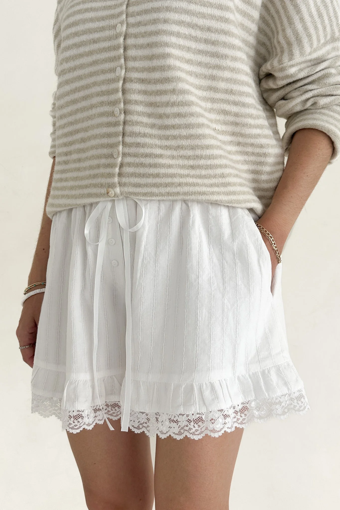 Maisey Lace Trim Cotton Shorts - Image 4