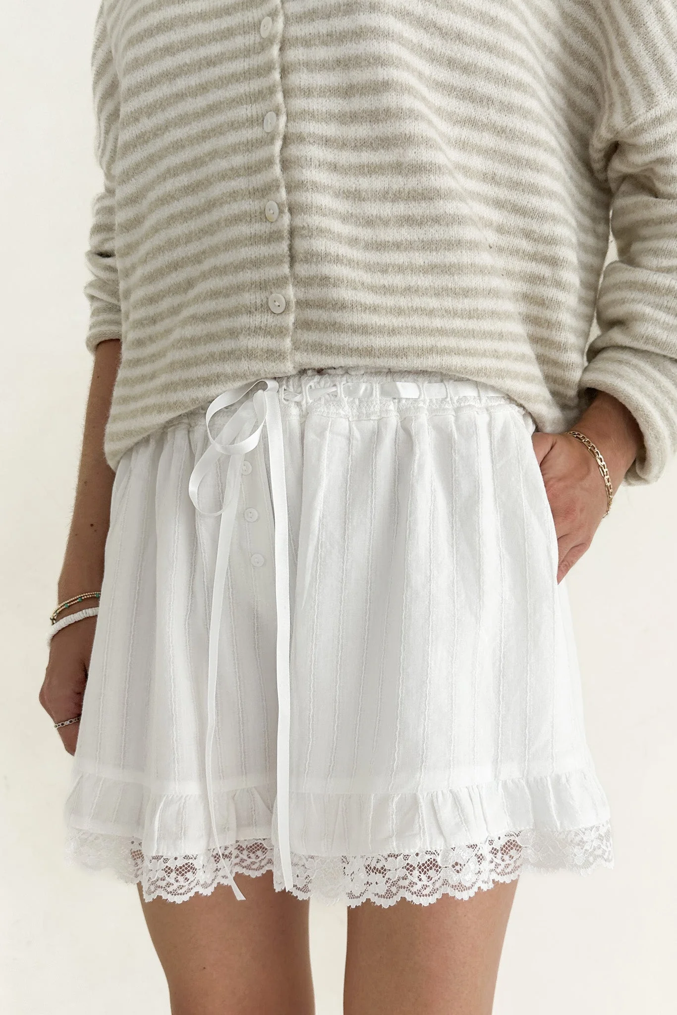 Maisey Lace Trim Cotton Shorts - Image 6