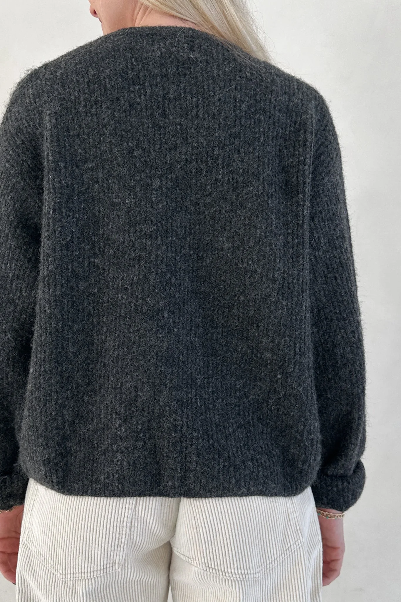 Margot Top Button Cardigan in Charcoal - Image 6
