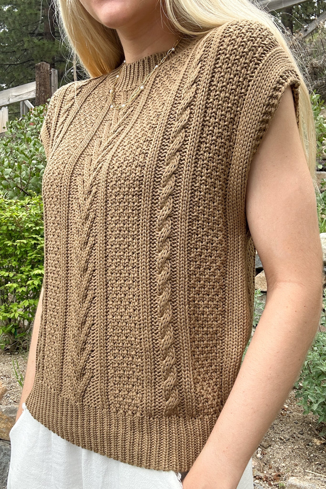 Marina Sleeveless Cable Knit Sweater Top - Image 4