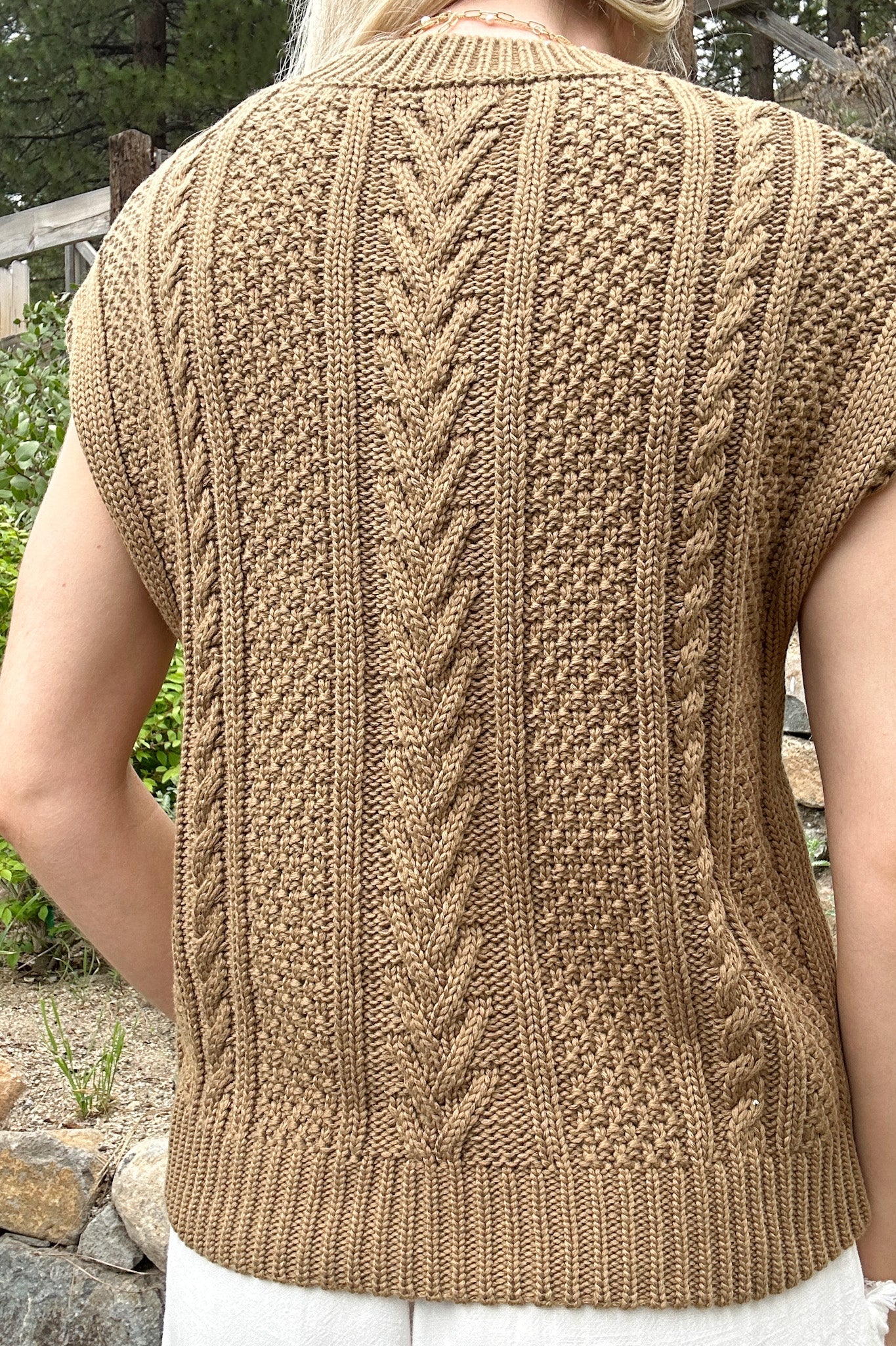 Marina Sleeveless Cable Knit Sweater Top - Image 6