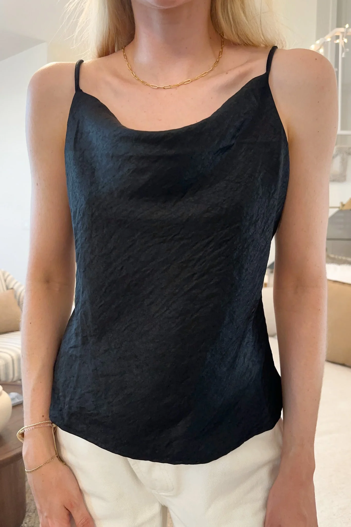 Marseille Satin Cami Top in Black - Image 4
