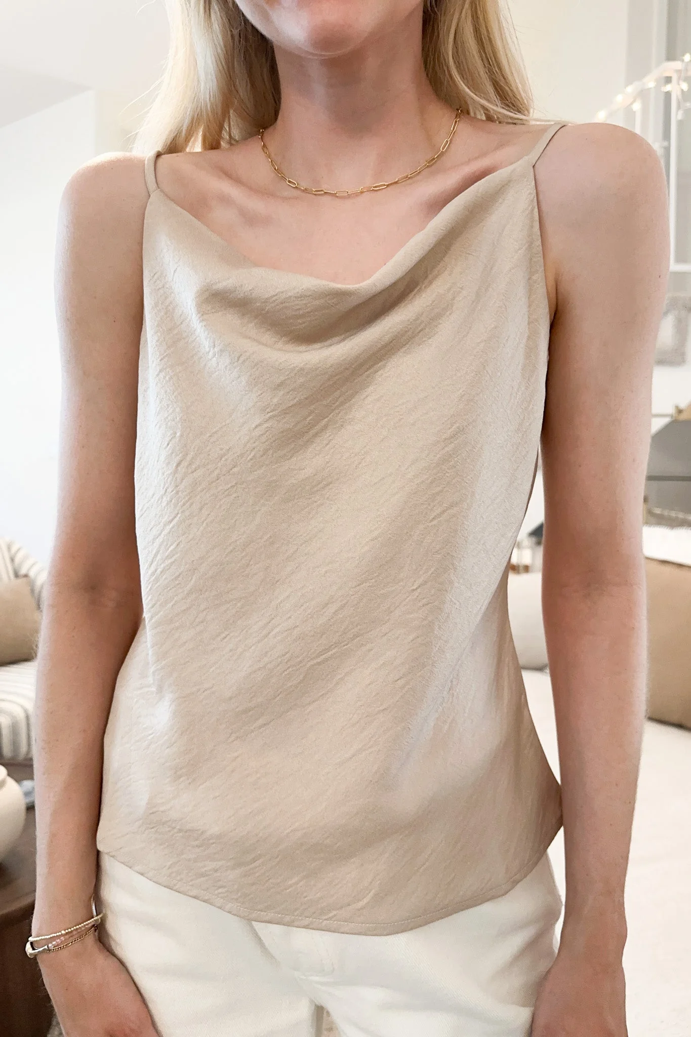 Marseille Satin Cami Top in Champagne