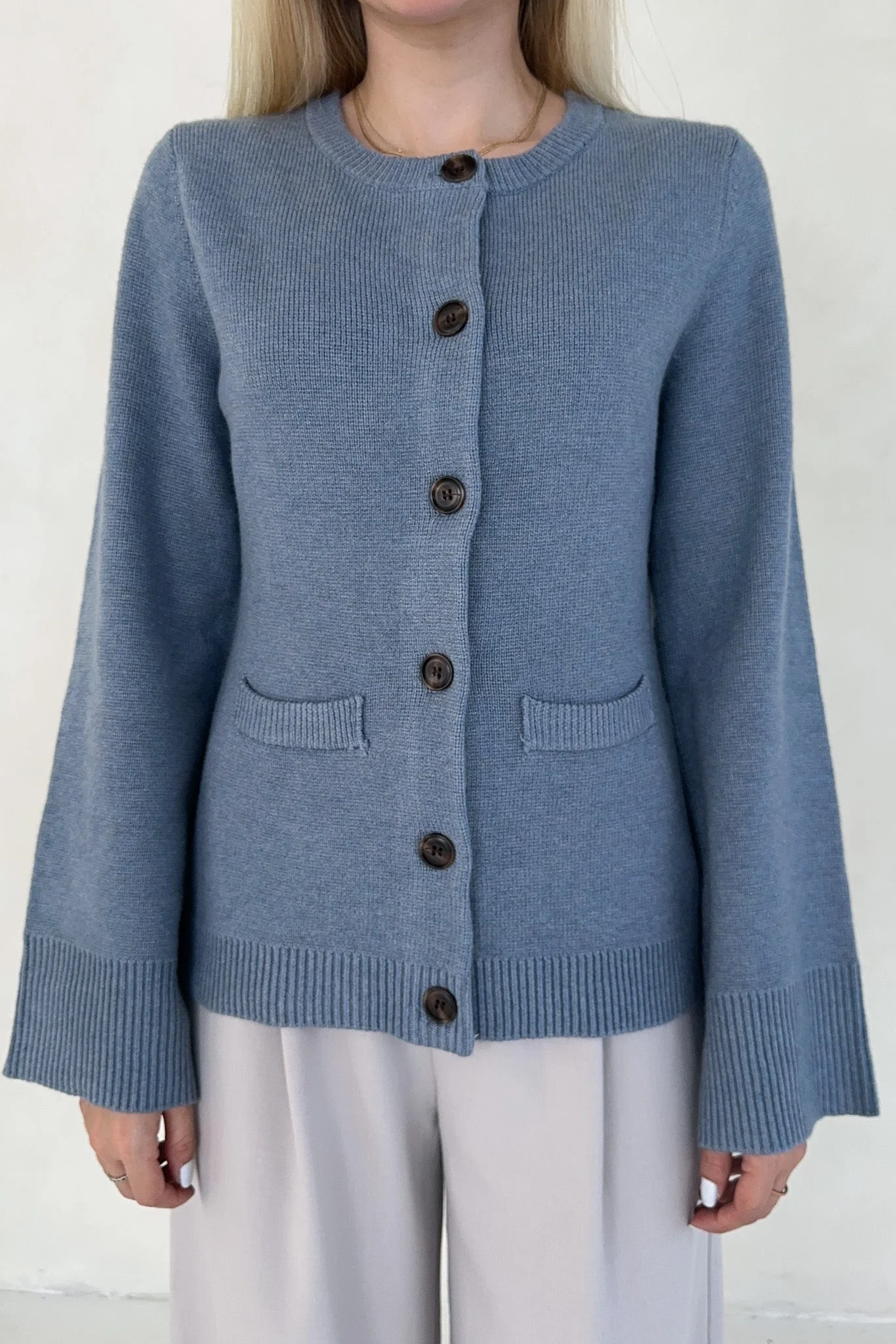Mary Kate Knit Cardigan in Dusty Blue