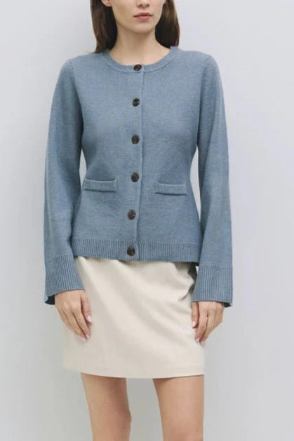 Mary Kate Knit Cardigan in Dusty Blue - Image 3