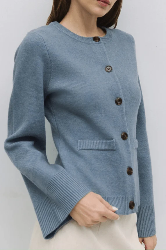 Mary Kate Knit Cardigan in Dusty Blue - Image 5