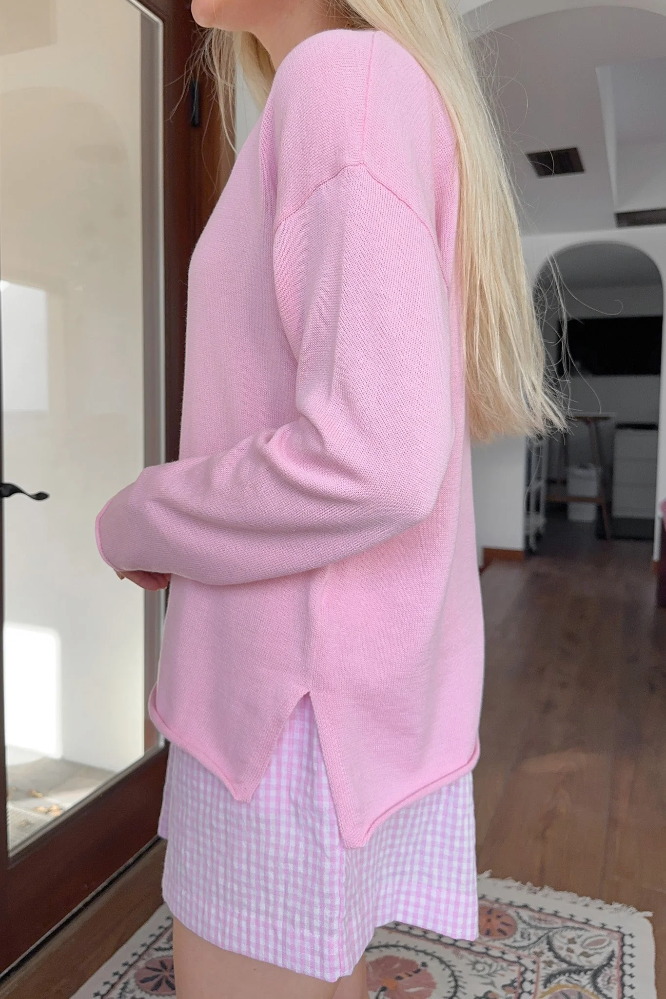 Masie Knit Sweater Top in Ballet Pink - Image 5