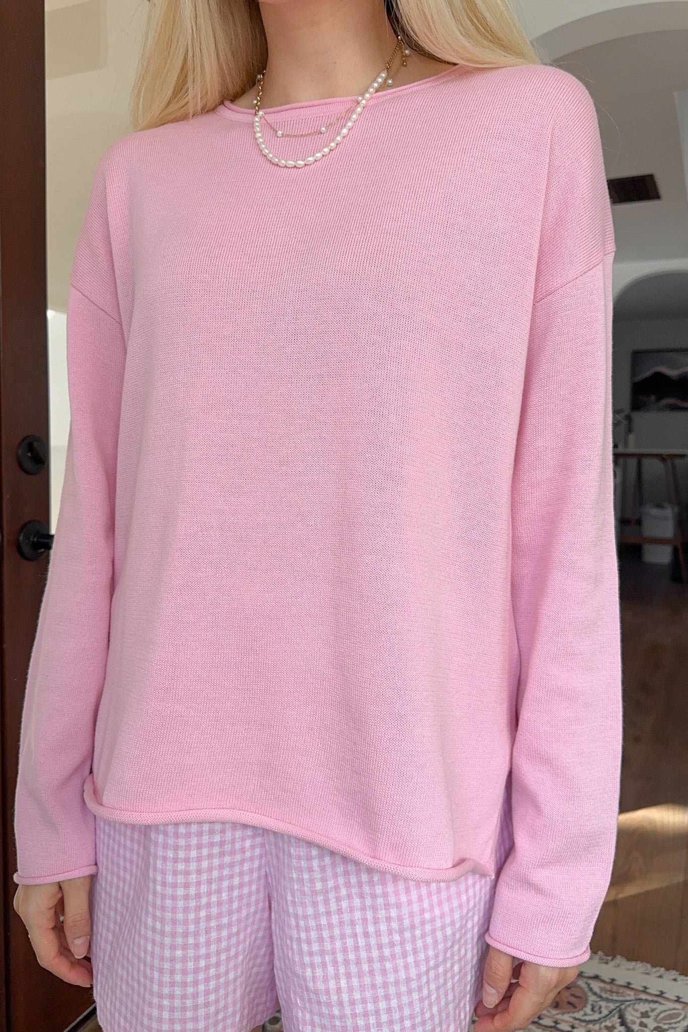 Masie Knit Sweater Top in Ballet Pink - Image 6