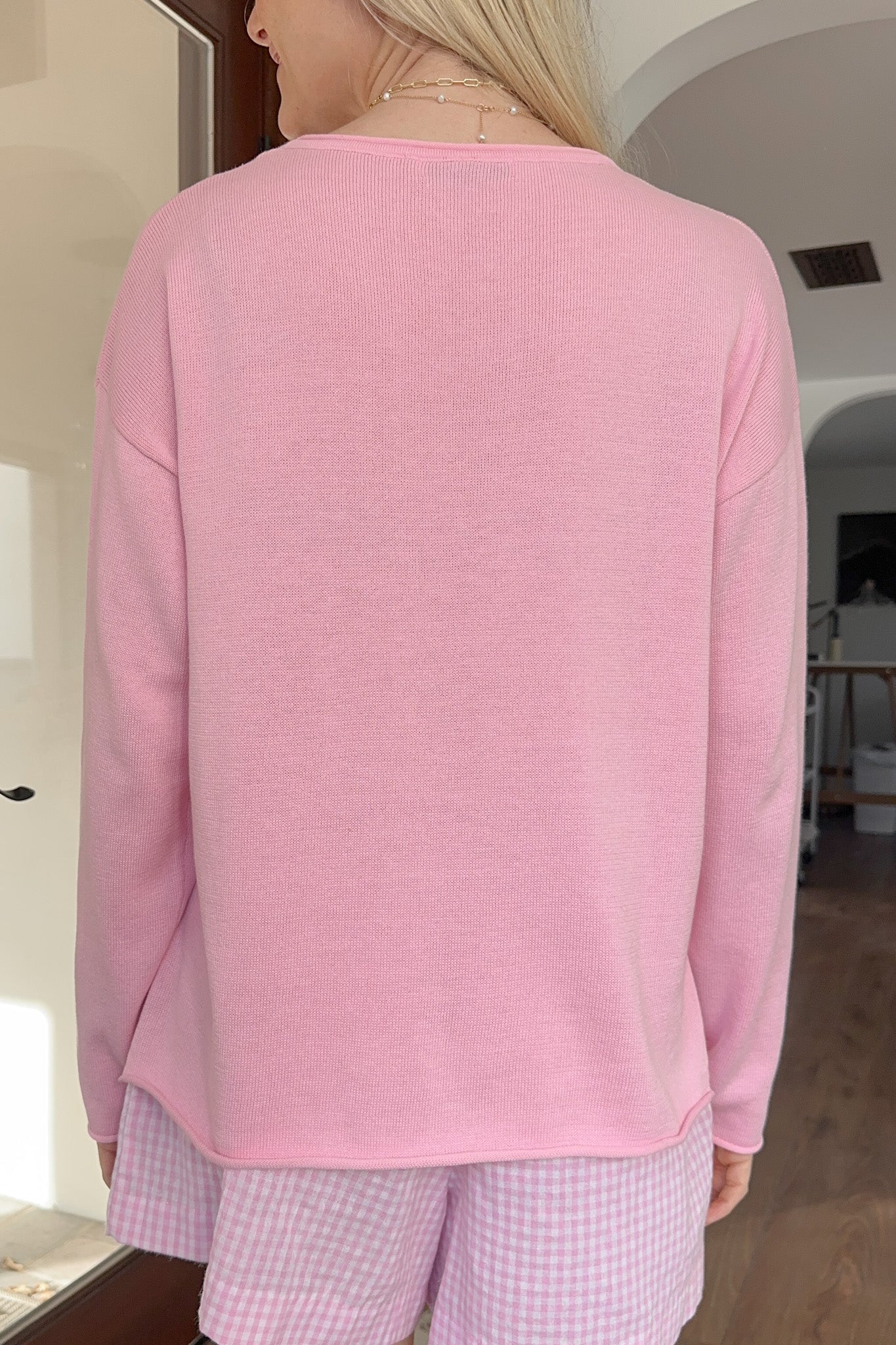 Masie Knit Sweater Top in Ballet Pink - Image 7