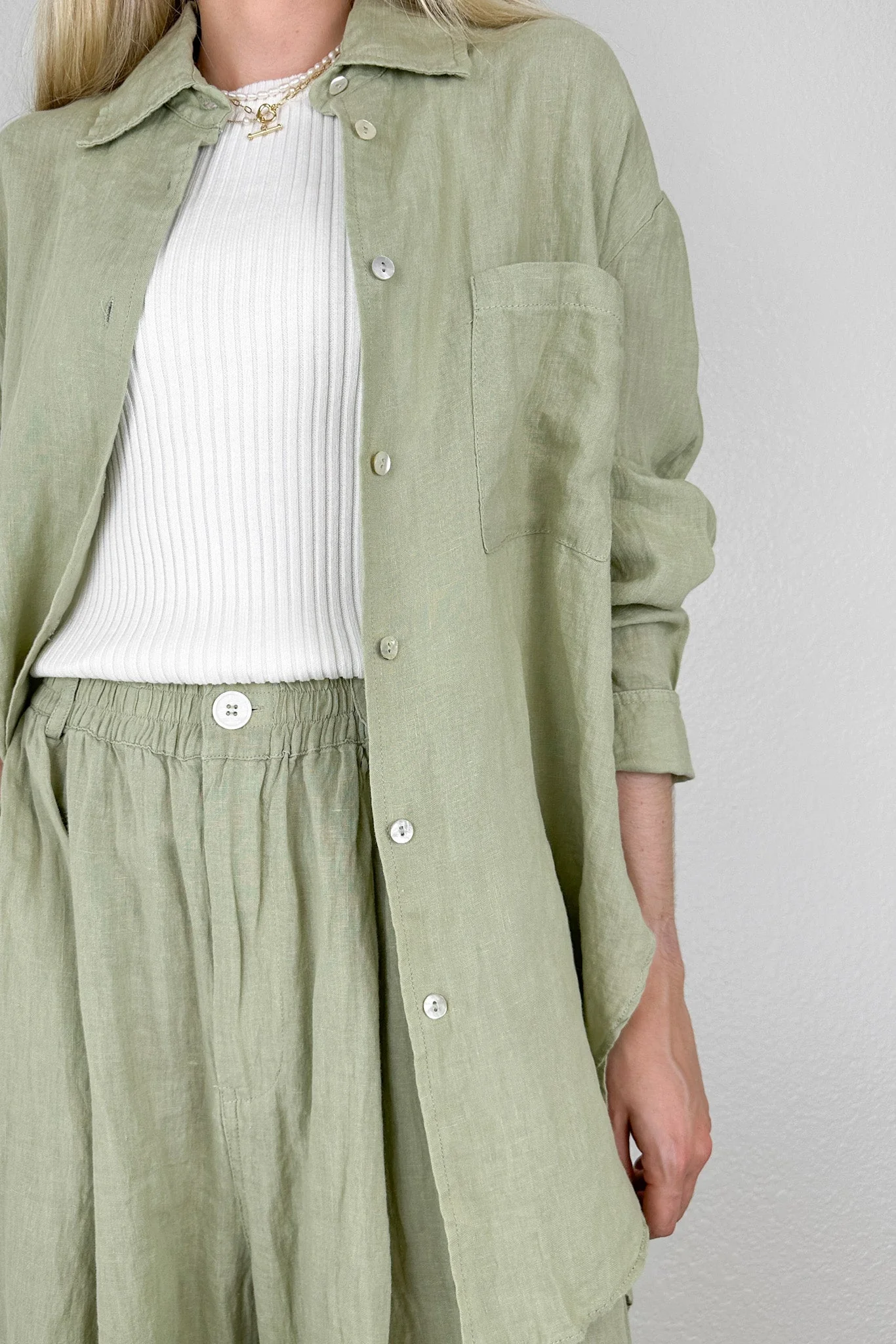 Matcha Linen Button Down Shirt - Image 5