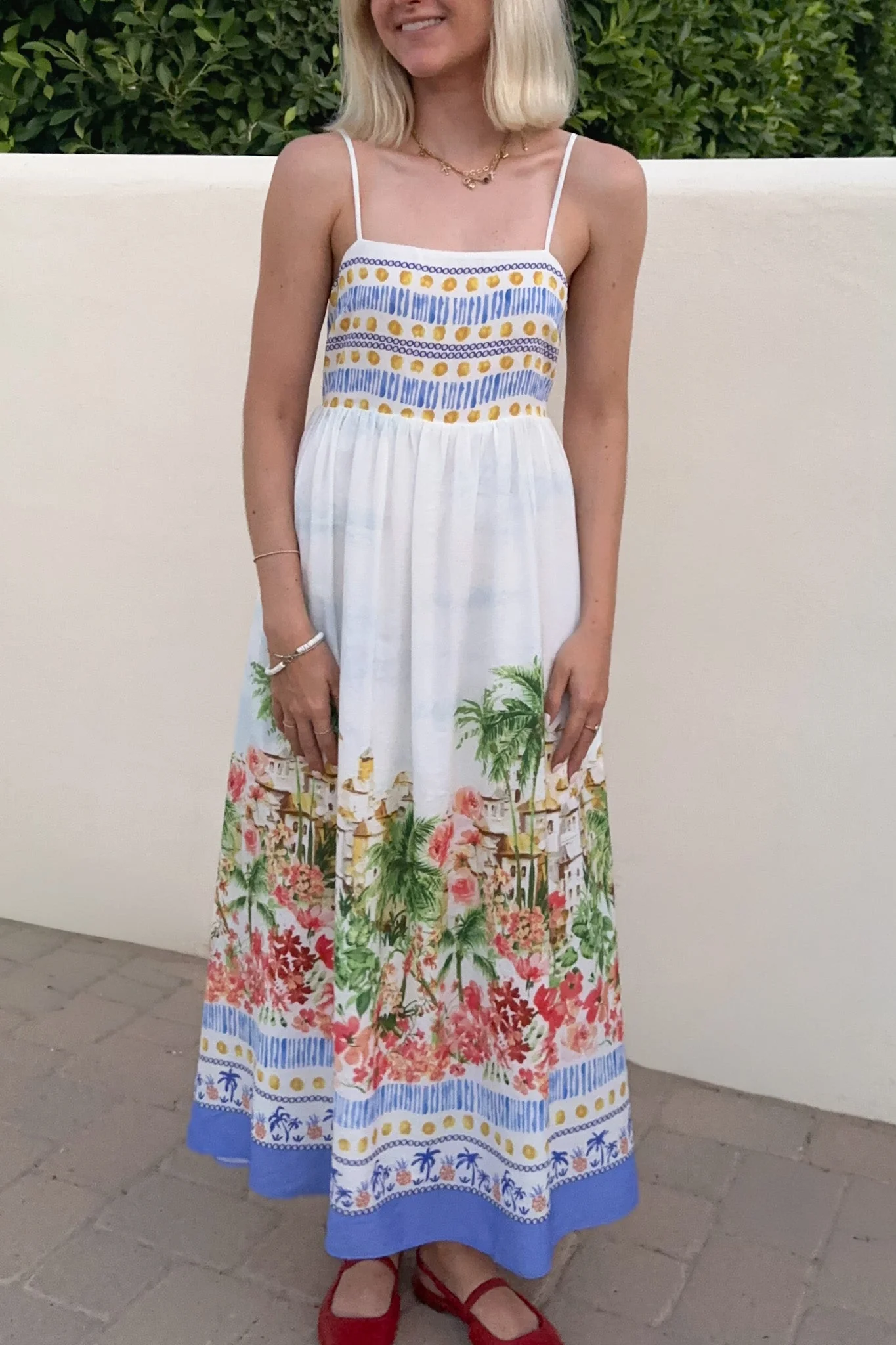 Meet Me in Capri Tropical Print Satin Dress - Image 2