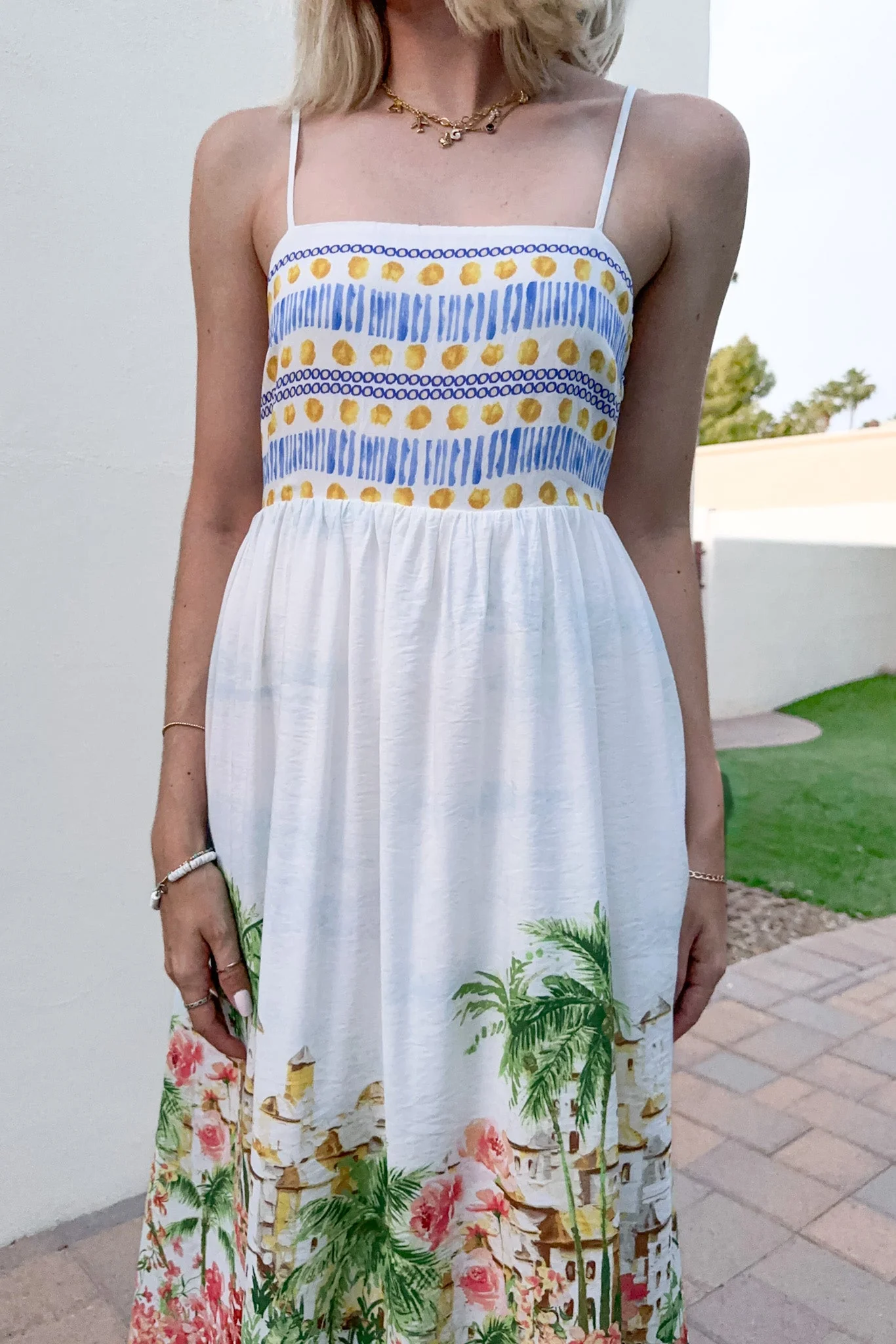 Meet Me in Capri Tropical Print Satin Dress - Image 3
