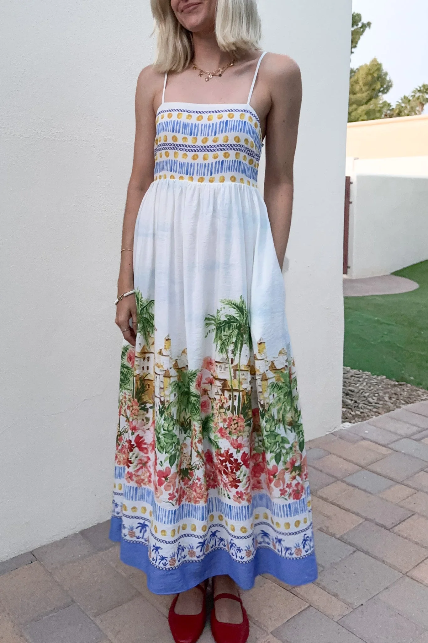 Meet Me in Capri Tropical Print Satin Dress - Image 6