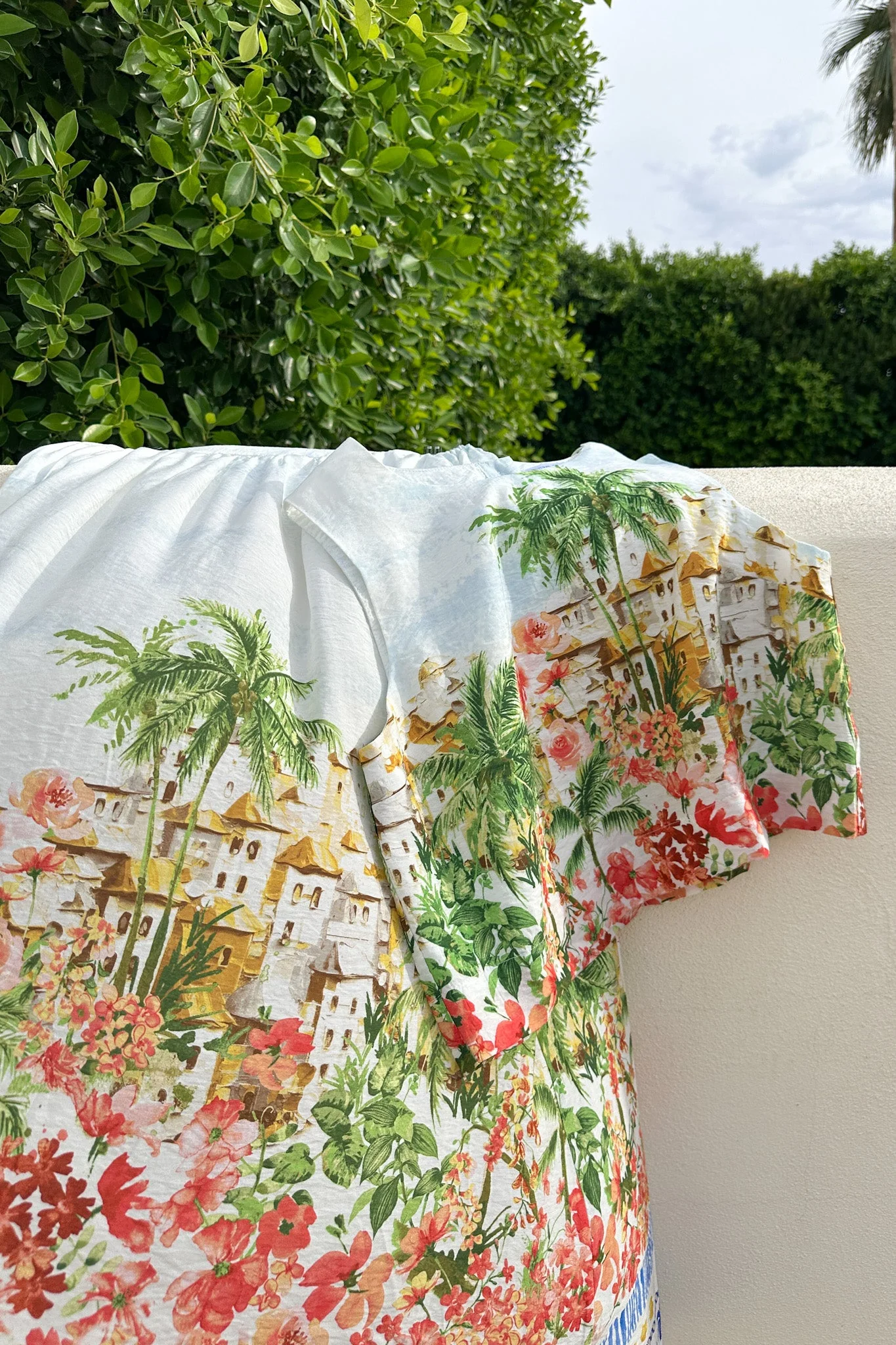 Meet Me in Capri Tropical Print Satin Midi Skirt - Image 4