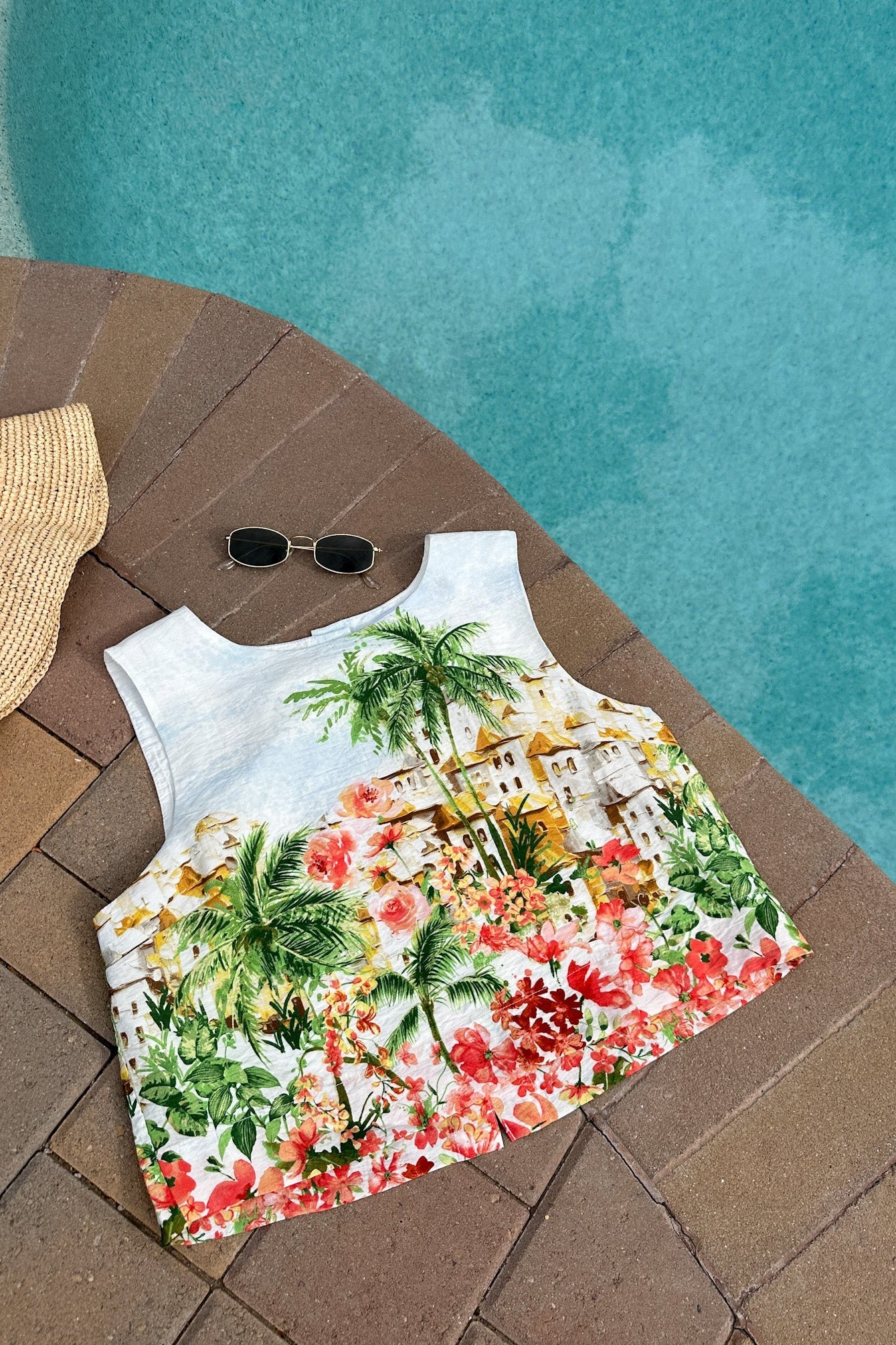 Meet Me in Capri Tropical Print Satin Top - Image 2