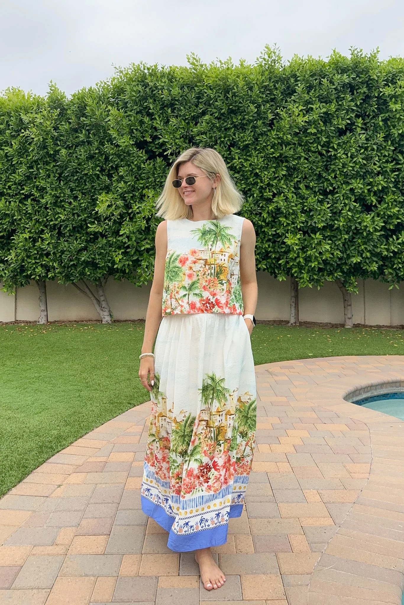 Meet Me in Capri Tropical Print Satin Top - Image 3