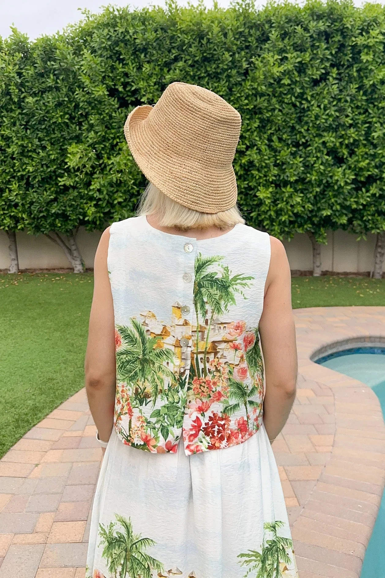 Meet Me in Capri Tropical Print Satin Top - Image 5