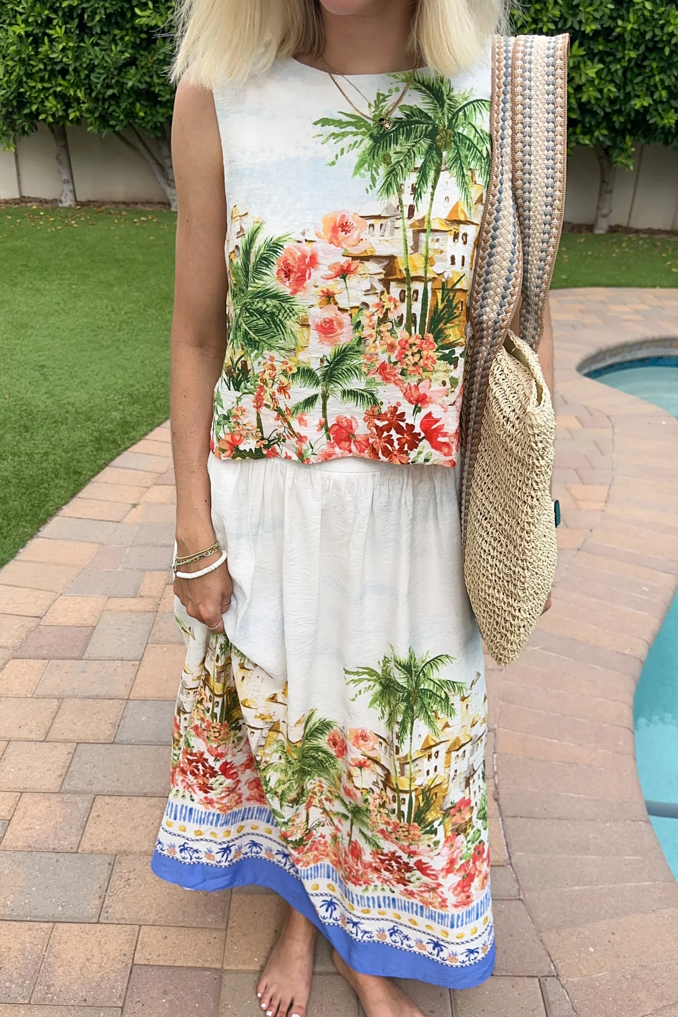 Meet Me in Capri Tropical Print Satin Top - Image 6