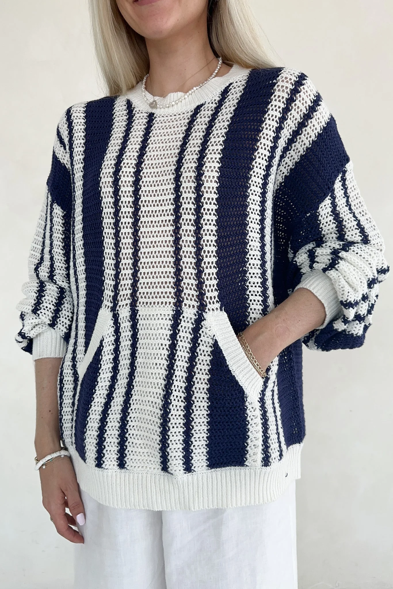 Mission Beach Striped Pattern Sweater