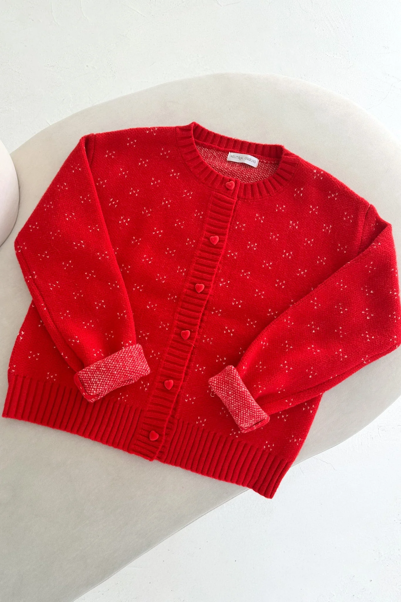 Noelle Button Down Red Hearts Cardigan - Image 2