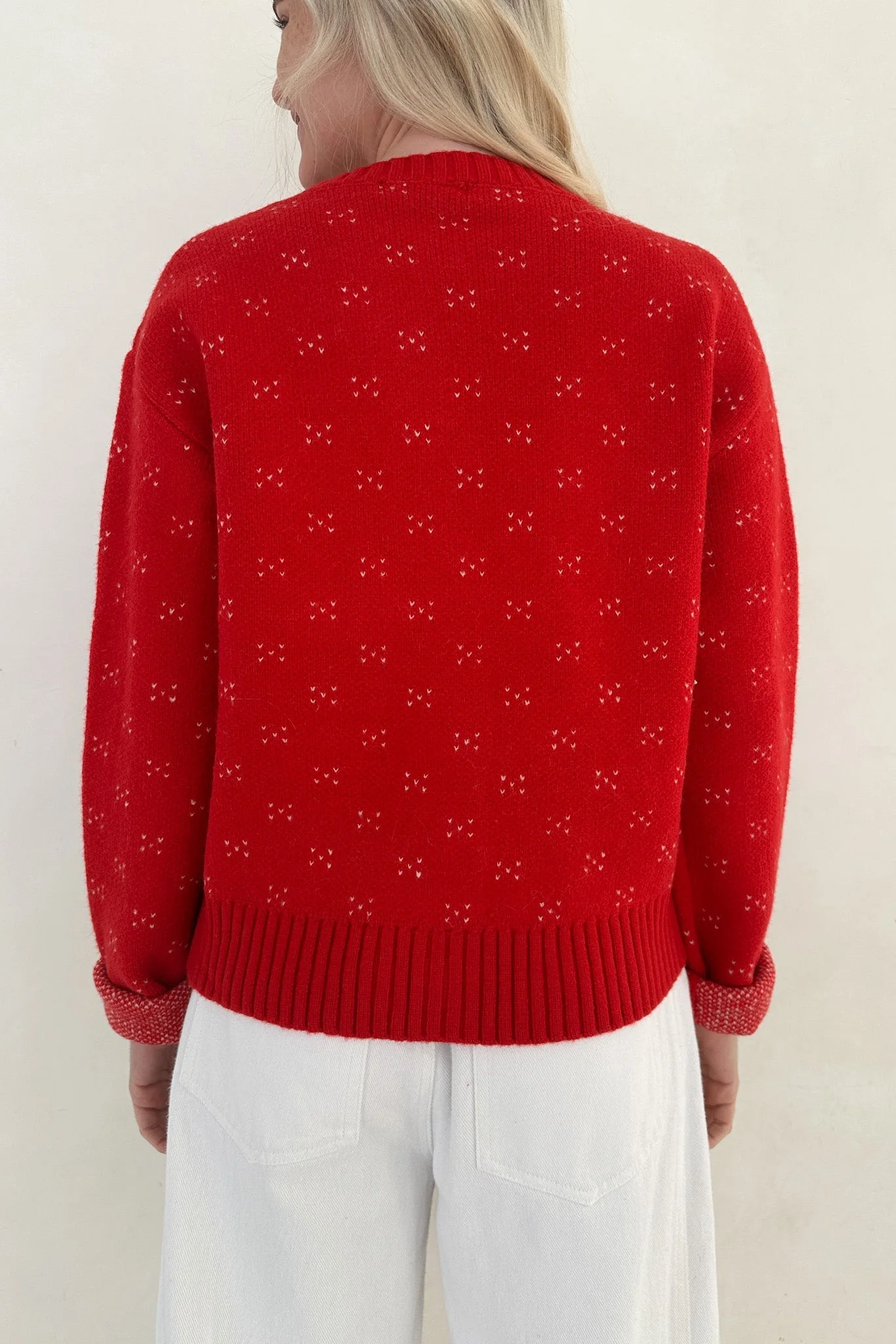 Noelle Button Down Red Hearts Cardigan - Image 4