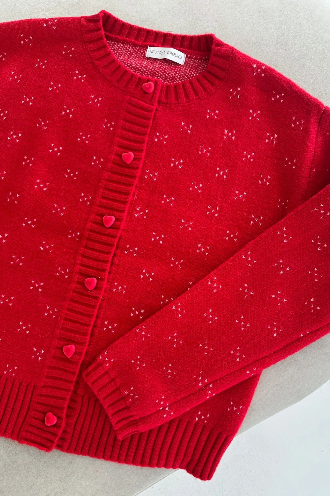 Noelle Button Down Red Hearts Cardigan - Image 5