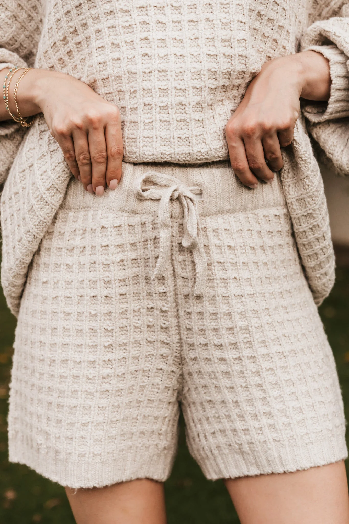 Northern Waffle Knit Drawstring Shorts