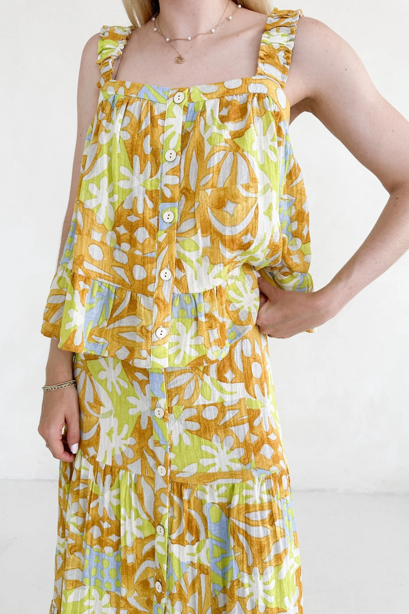 Oahu Tropical Printed Ruffle Top - Image 2