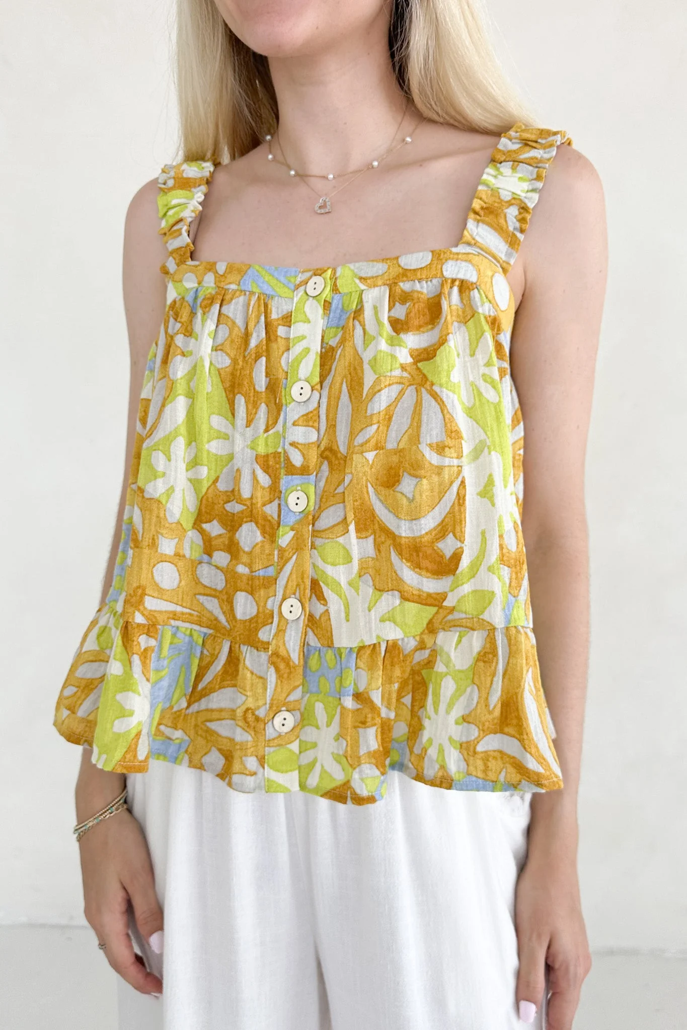 Oahu Tropical Printed Ruffle Top - Image 7